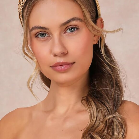 Woven Twist Headbands 2 Pack Boho Hairbands Non Slip Wide Rattan Accessories - Picture 6 of 7